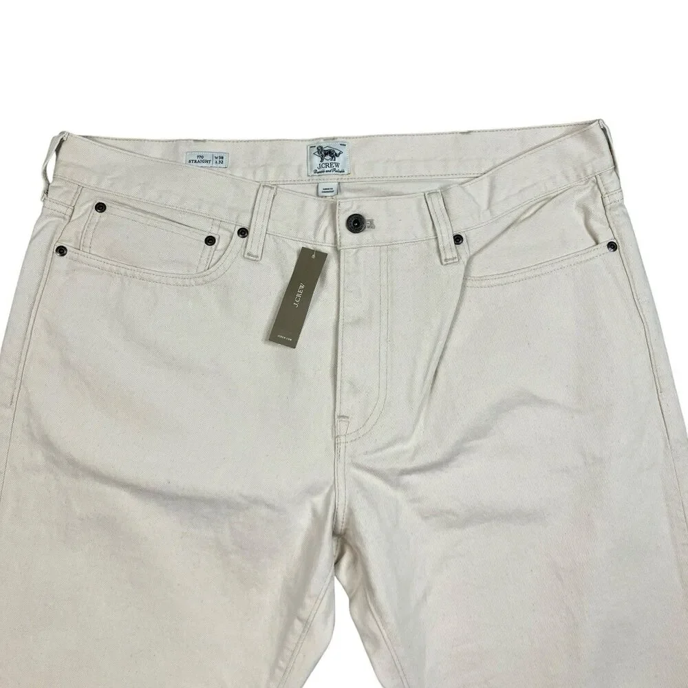 J Crew Jeans Men 38x32 Ivory 770 Straight Fit Natural Seeded Coastal Denim CR372